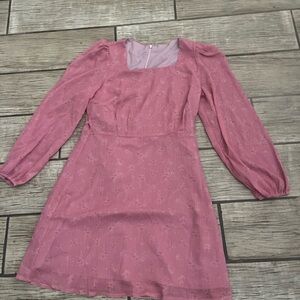 Elegant Pink Long Sleeve Dress